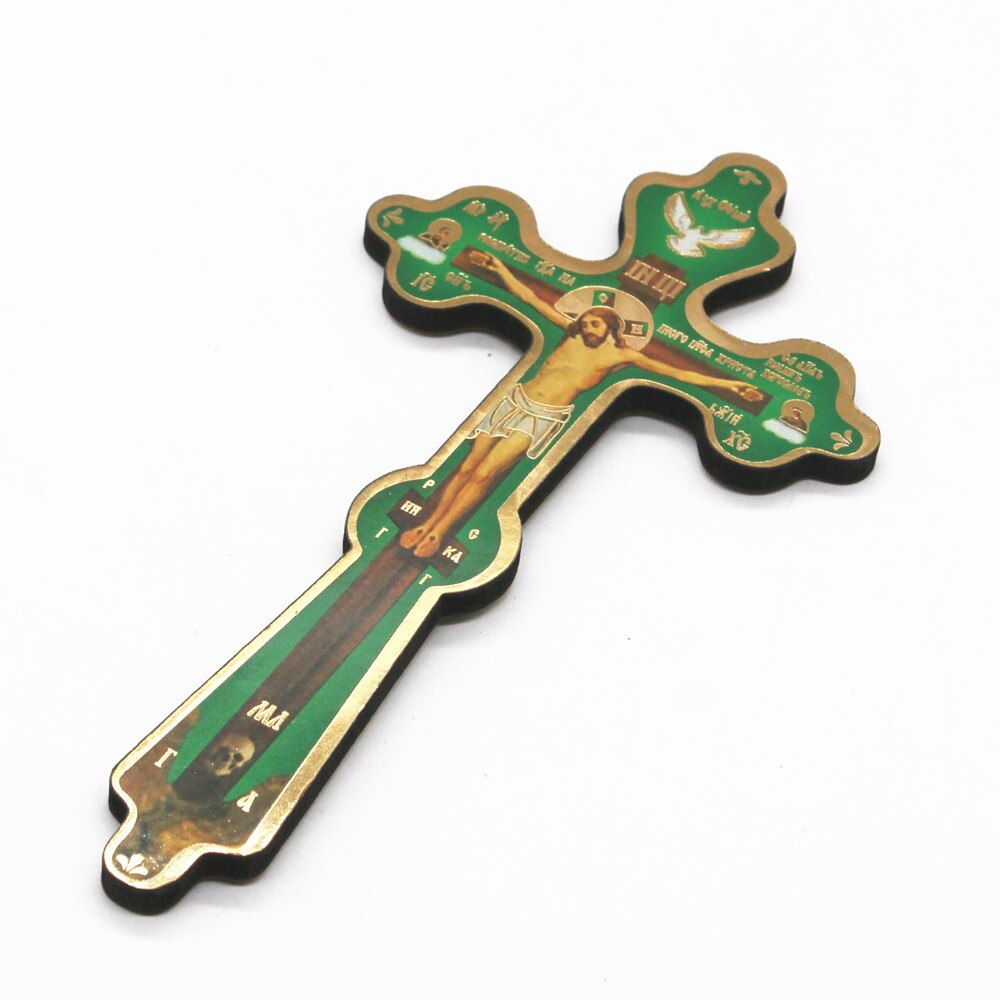 Orthodoxe Kruis Hout Hand Jesus Christus Kerk Kerst Cathilic Religieuze Gebed Muur Kruis: green