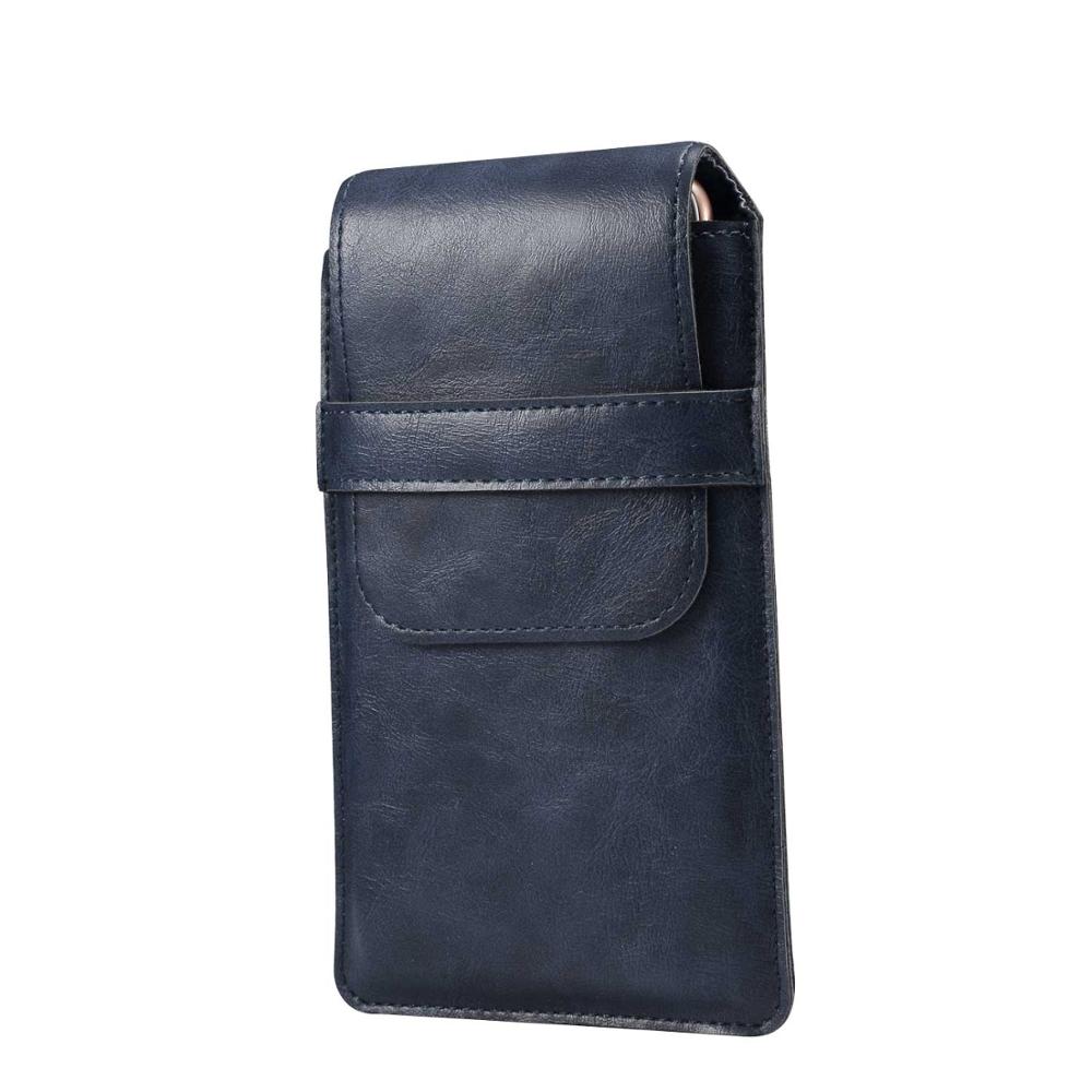 Ultrathin Men&#39;s Universal phone Bag for Xiaomi Max Retro Waist Pouch for iphone XR Huawei mate 20 X Case Fit For All Phone Model: S for 4.7-6.3 inch / Blue