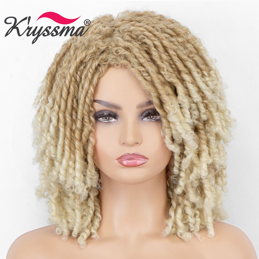 Dreadlock Krullend Pruik Afro Kinky Krullend Pruiken Voor Zwarte Vrouwen Ombre Blonde Synthetische Pruiken Gevlochten Pruiken Hittebestendige Vezel Haar pruik: Default Title