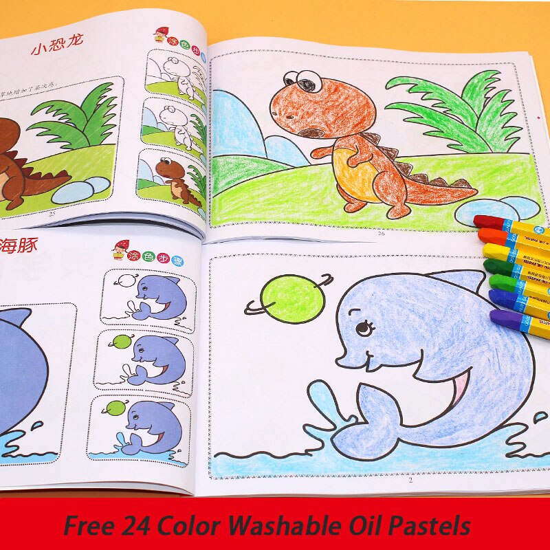 Chinese Coloring Books Painting Books Watercolor Students Beginners Educational Kids Children Learning Drawing Art Libros