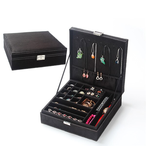 Sieradendoos met dubbele laag flanel in europese stijl, houten koreaanse prinsessenhuis met slotdecoratie, make-up opbergdoos voor vrouwen: 1