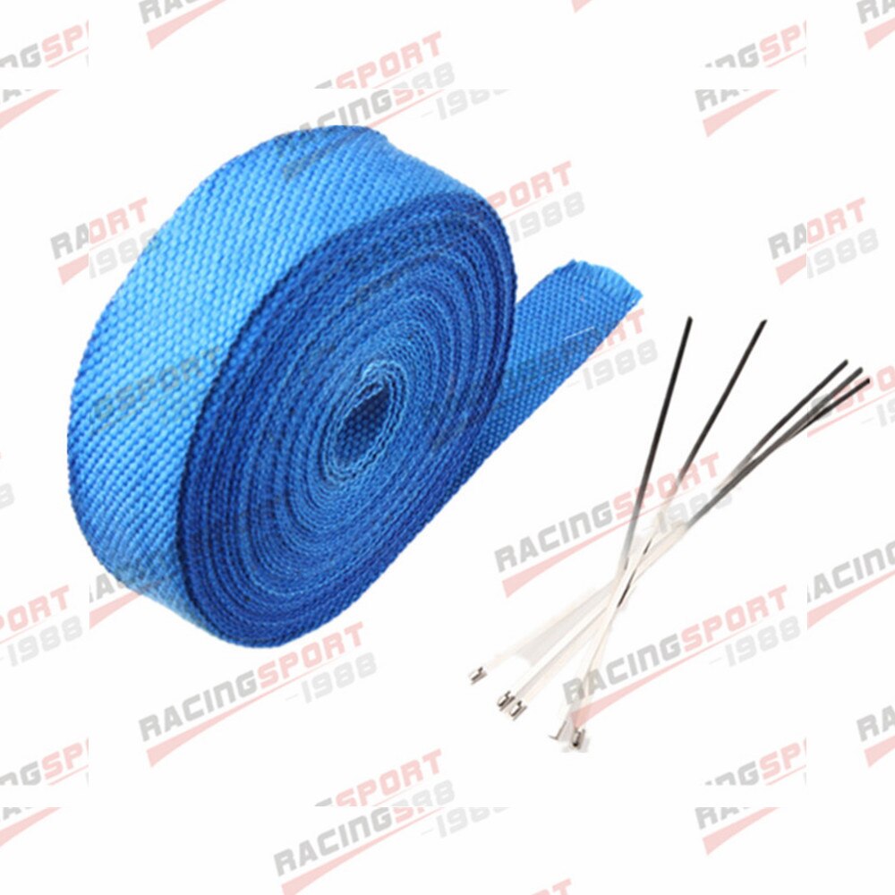 Cinta térmica de fibra de vidrio de 2 "y 25 pies de largo para envolver el calor, en amarillo, verde, negro, rojo, Azul, Morado, naranja, blanquea y 5 lazos: BLUE