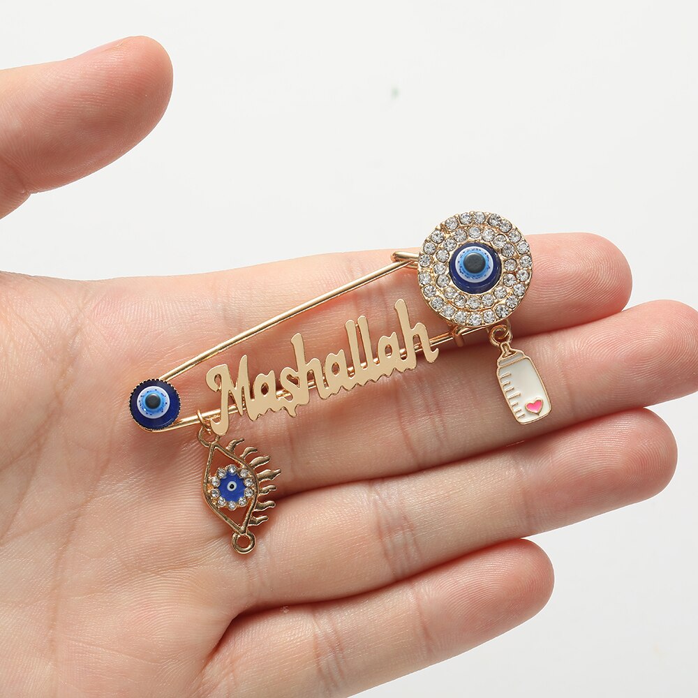 Muslimischen Islam Türkische Bösen blick Metall Brosche Stift Nette Flasche Anhänger Baby Schmuck