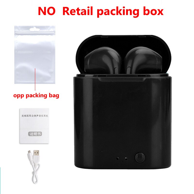 I7s Mini Portable Bluetooth Headphones Wireless Earphones With Charging Box bluetooth Earbuds upgrade Macaroon Candy colors: BLACK no box