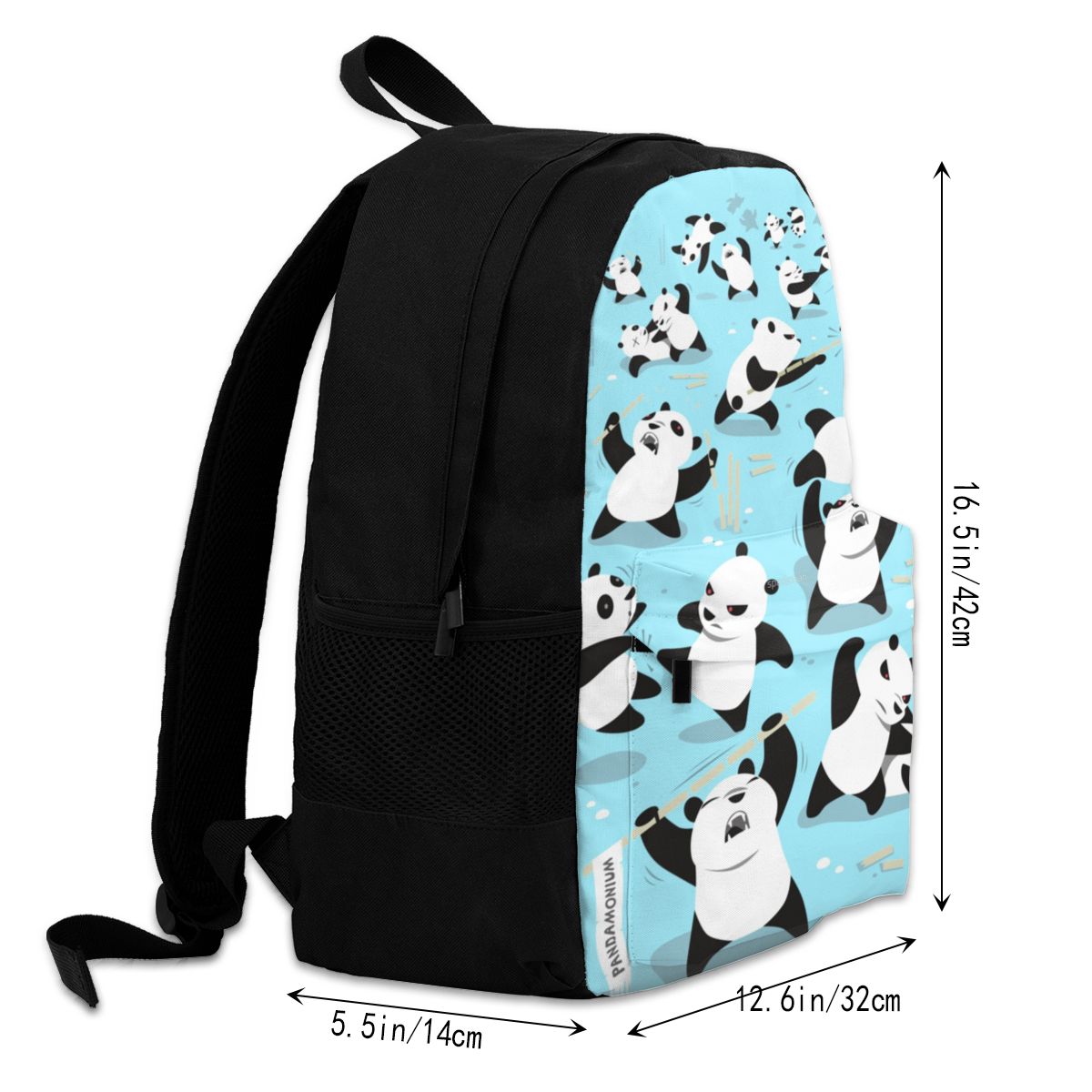 Rucksäcke mit wütendem panda-motiv, pandamonium university-rucksack für teenager, schöne polyestertaschen