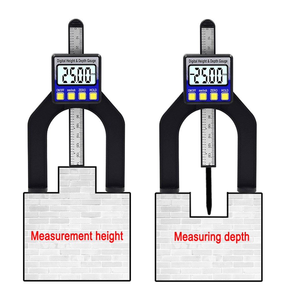 0-80mm Digital Tiefe Messgerät Lcd Höer Profiltiefenmesser Bremssättel Magnetische Füße Selbst Stehen Für Hand Router tische