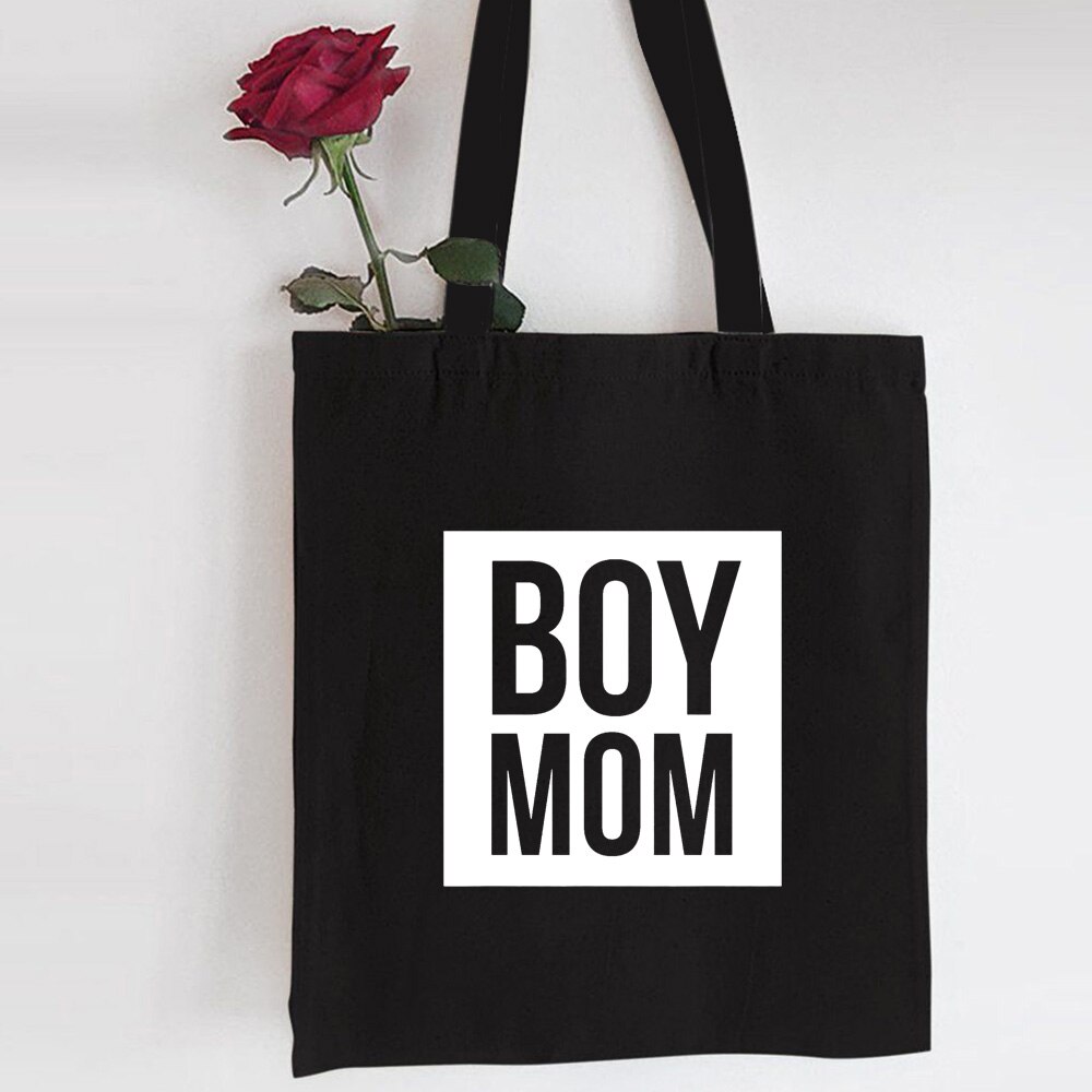 Mom Life – sac de Shopping réutilisable imprimé, fourre-tout pliable en toile à la pour femmes, sac à bandoulière, sac à couches pour maman, sacs de voyage: 37D3-TBBK-M