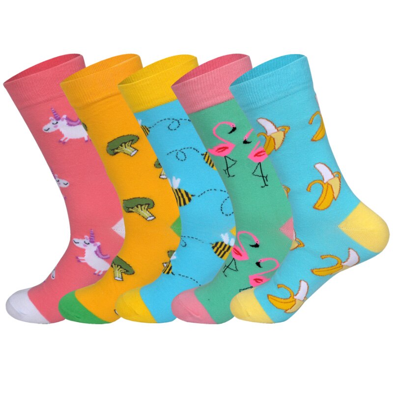 Nedenunder 5 par/parti efteråret ankom skateboarding sokker mænd kunst britishstyle streetwear hip hop calcetines: Lod b