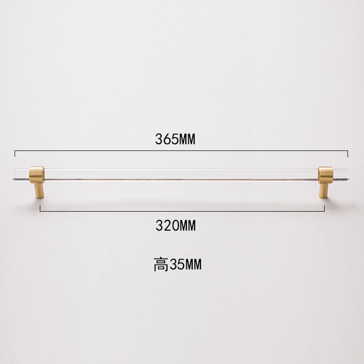 Möbler akryl guld transparent ren koppar mässing skåp bar låda garderob ljus lyx dörrhandtag: 365mm