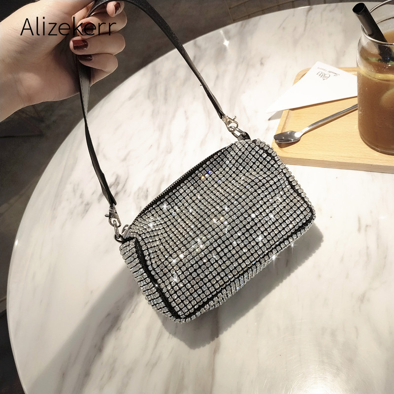 Bling diamants soirée pochette femmes coréen doux oreiller petit fourre-tout sac à main sacs à bandoulière dames dîner fête pochette sac à main