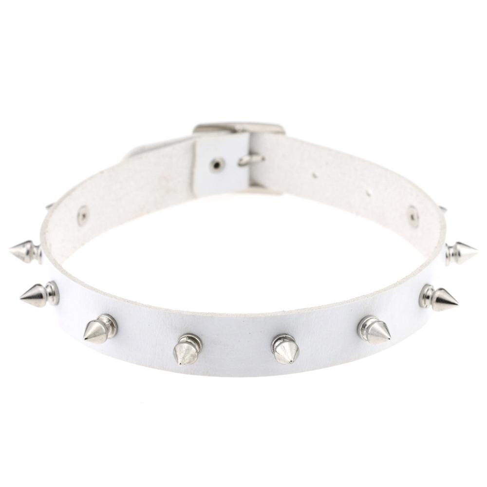 Punk Lady Gothic Leder Halsband Herz Kette Spike Niet Schnalle Kragen Halskette: white