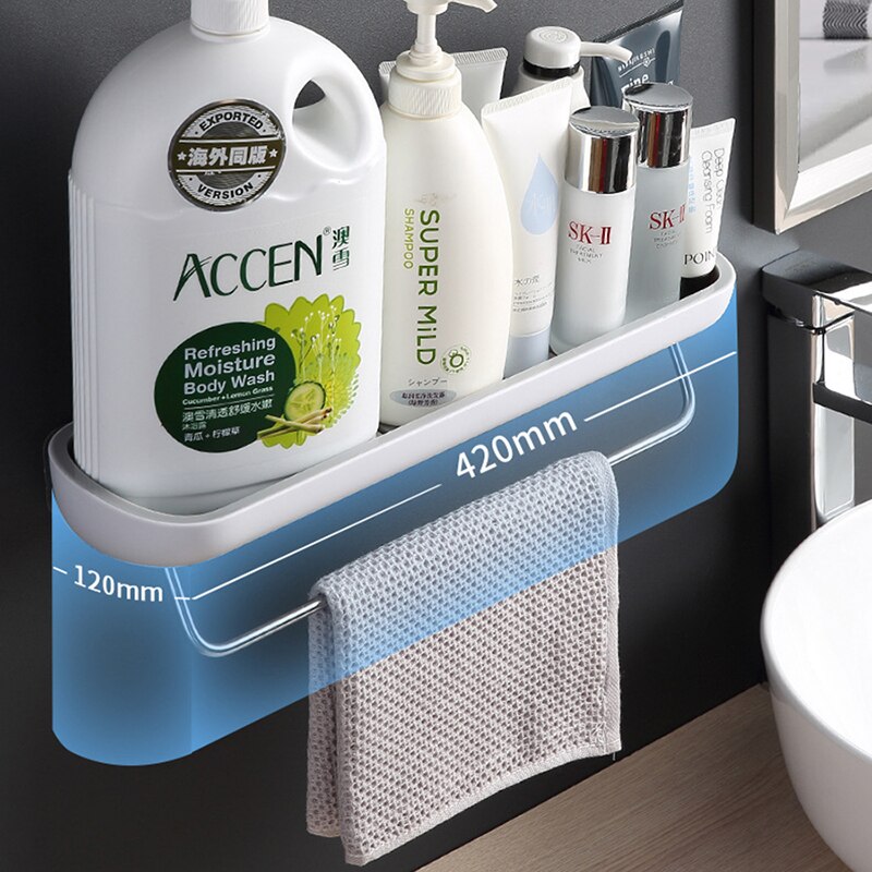 Badkamerplank, douchewand, shampoorek, keukenorganizer, opbergdoos met handdoekhouder, geen boren nodig, badkameraccessoireset