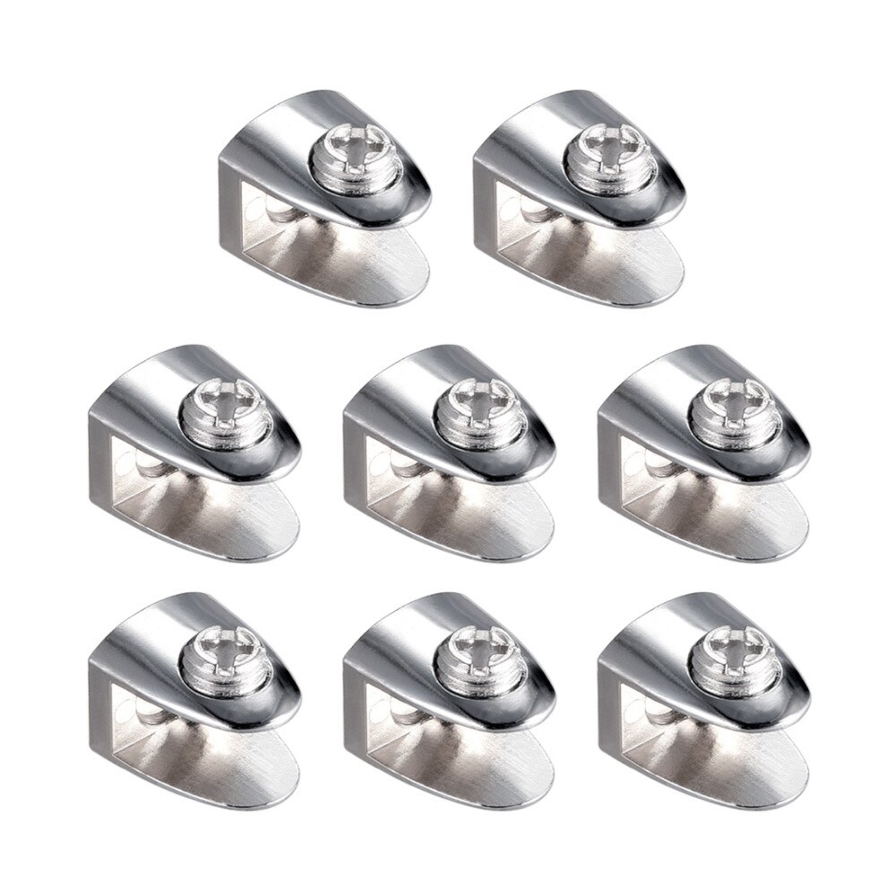 Uxcell 8pcs Zinc Alloy Glass Shelf Brackets Glass Wall Bracket Glass Clamp Clip Holder for 4-8mm 6-8mm 6-10mm 7-10mm 4 Styles