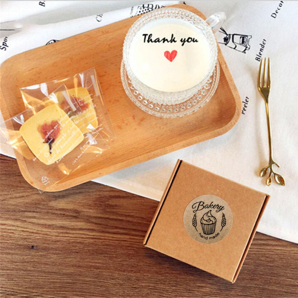 500 PCS Self-adhesive Sticker Handmade Baking Sticker Food Decorative Sticker Handmade Sticker Biscuit Bag Decorative Personalit
