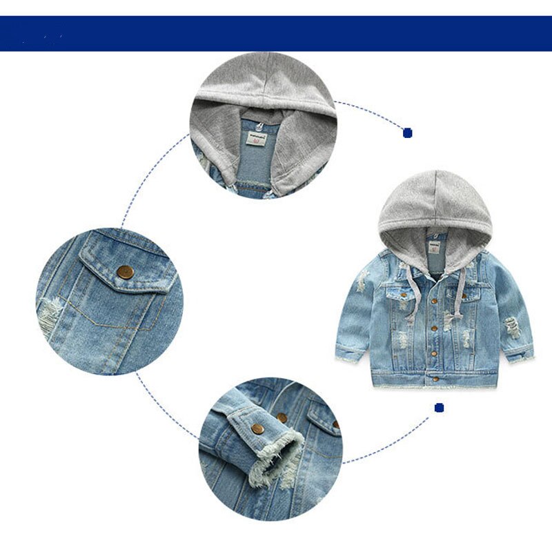 Spijkerjassen voor jongens herfst winter trenchcoat kinderkleding capuchon bovenkleding windjack baby kinderjeans jassen 3-8t