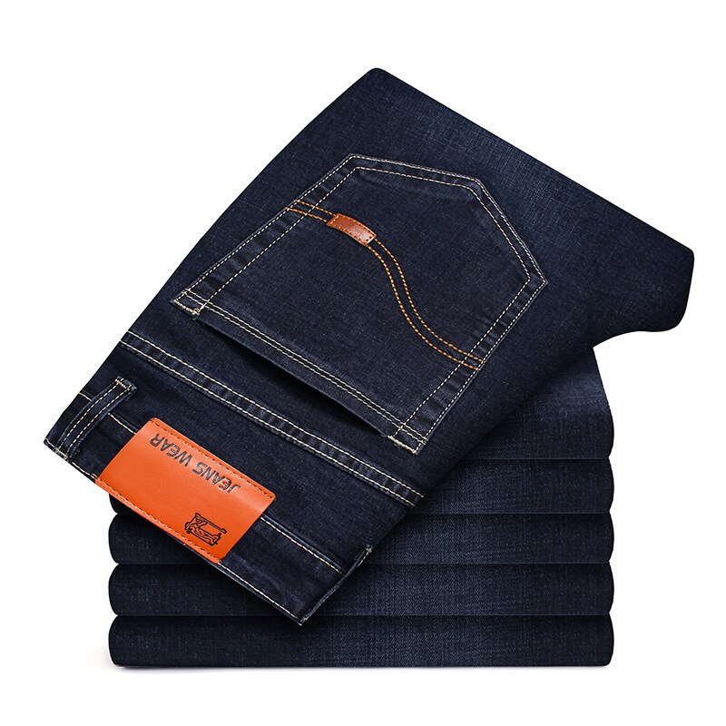 Forår efterår jeans mænd stretch denim slim jean mand sort blå jeans mærke bløde bukser mandlige bukser stor størrelse: B / 40