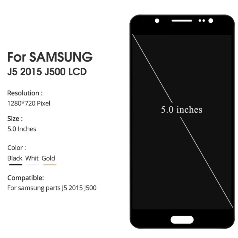 For Samsung Galaxy J5 LCD J500 J500F J500G J500M J500H J500FN LCD Display Touch Screen Digitizer Assembly Frame
