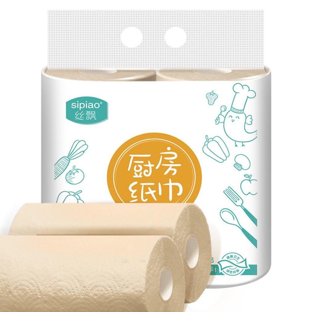 2-Layer 75-Section Bamboo Pulp Degreasing Absorbent Toilet Paper Soft And Thick Two Layers Water Absorption Paper 2 Pcs/Bag
