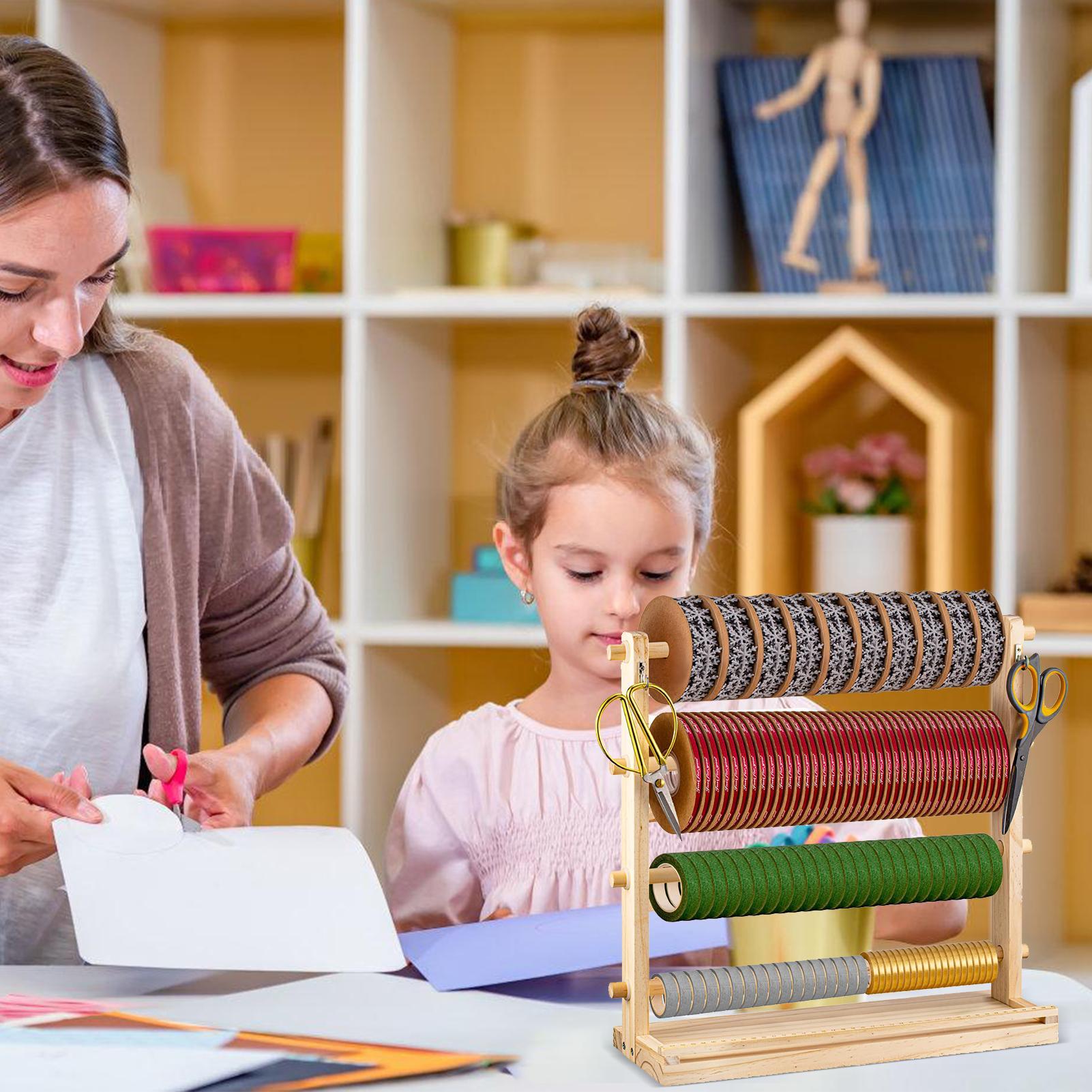 Porta nastro in legno Espositore per nastro in legno a 4 livelli per organizer per supporto per nastro artigianale da cucito per torte da sala artigianale