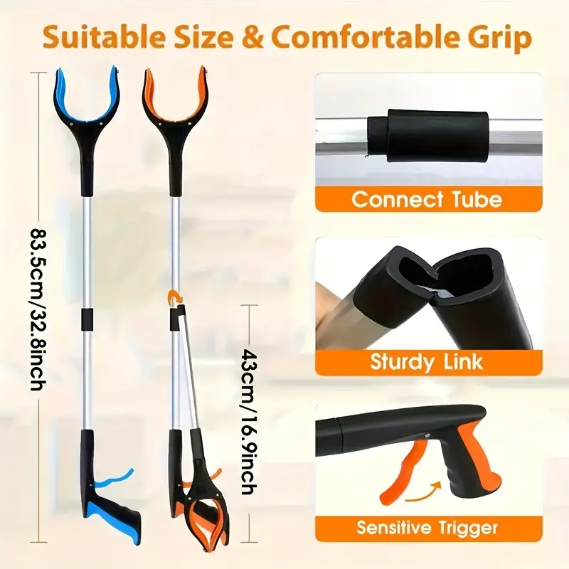 1pc Garbage Picker Grabber With 360° Rotating Clamp Lightweight Heavy Duty Grabber For Seniors 32 Inch Grabber Trash Pickup Tool