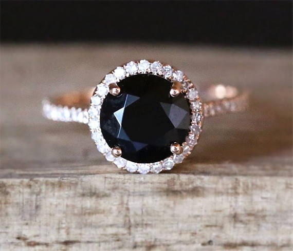 Anillo con incrustaciones de circonita de diamantes de imitación, joyería geométrica de oro rosa, Color Plata de Ley 925, Estilo negro Natural para mujer