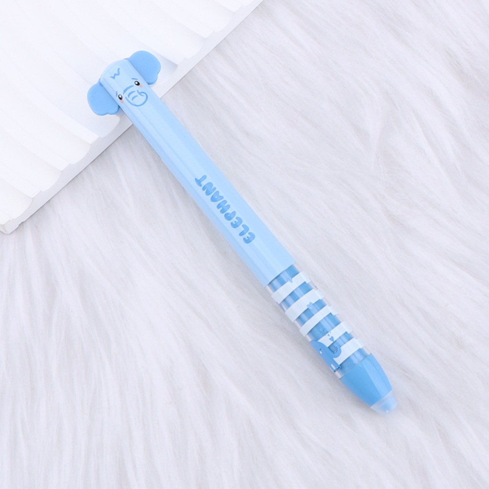 Cartoon Erasable Ballpoint Pen Animal Quick-drying Neutral Pen Double Ink Color Signature Pens Stationery: WHITE