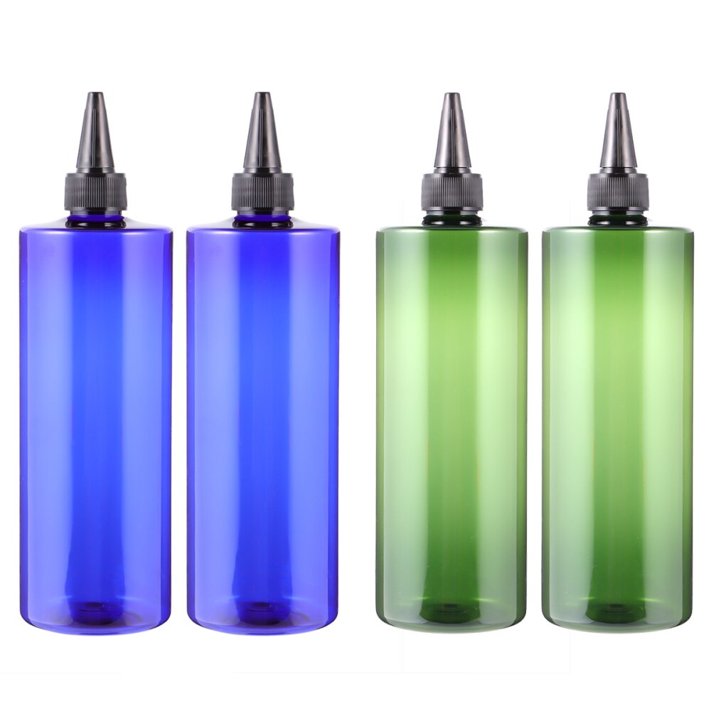 4 Stuks 500Ml Haarverf Fles Wees Mond Haar Kleur Fles Applicator Opslag Container Hervulbare Flessen (Blauwe Fles en Gree: Default Title
