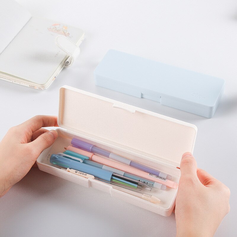 Small fresh Macaron Color Frosted Pencil Box Kawaii high-capacity Pencil box cute desktop Storage Box School supplies