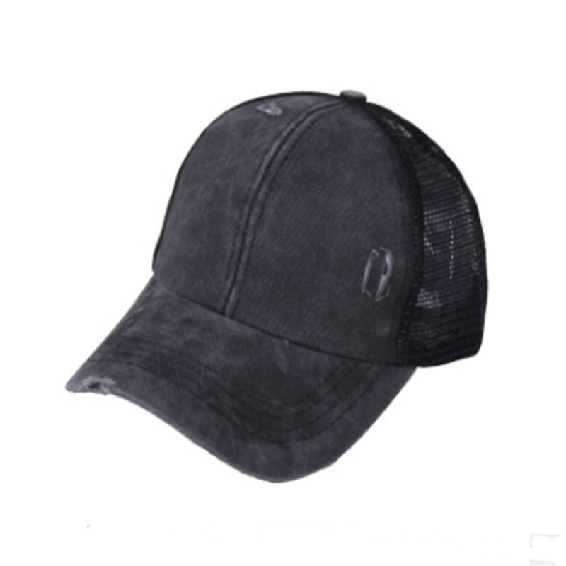 Unisex Mesh Cap Casual Plain Cotton Mesh Baseball Cap Adjustable Summer Cool Hats for Women Men Hip Hop Trucker Hat: Black