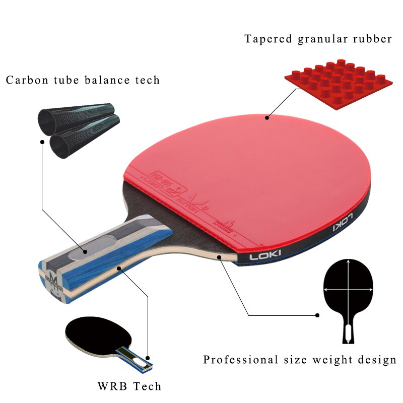 Loki 2 Star Table Tennis Racket Paddle 5 Wood Ping Pong Racket for Beginners Standardizing Maneuver