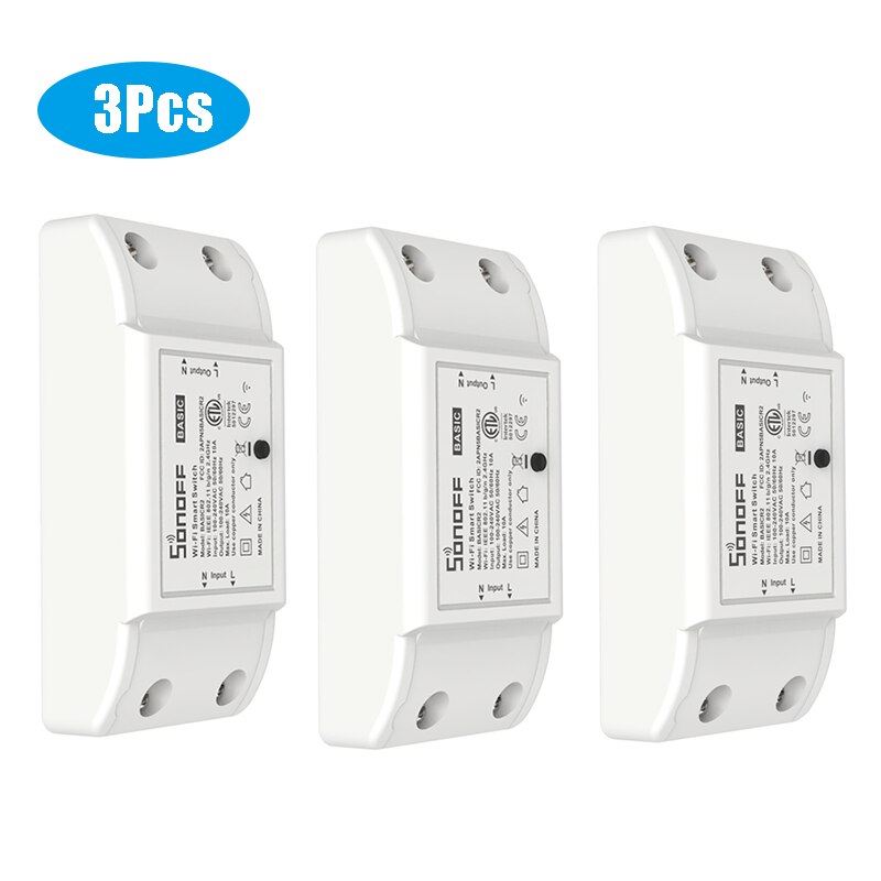 SONOFF Basic R2 DIY WiFi Switch Smart Home Timing Remote Control Sonoff Interruptor Work With Alexa Google Home Alice eWelink: 3Pcs