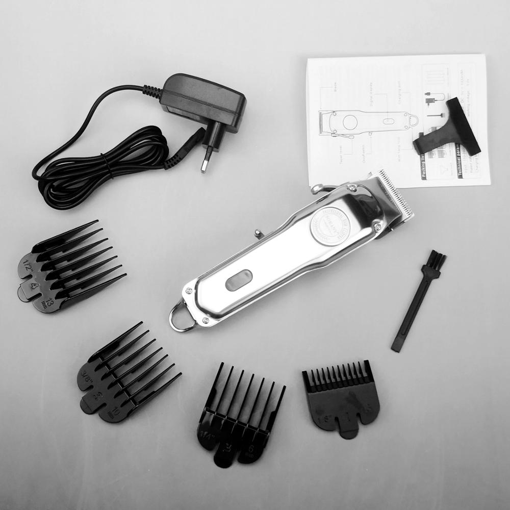 LED hair clipper metal housing electric hair trimmer cordless hair cutting machine haircut cordless salon machine: without box
