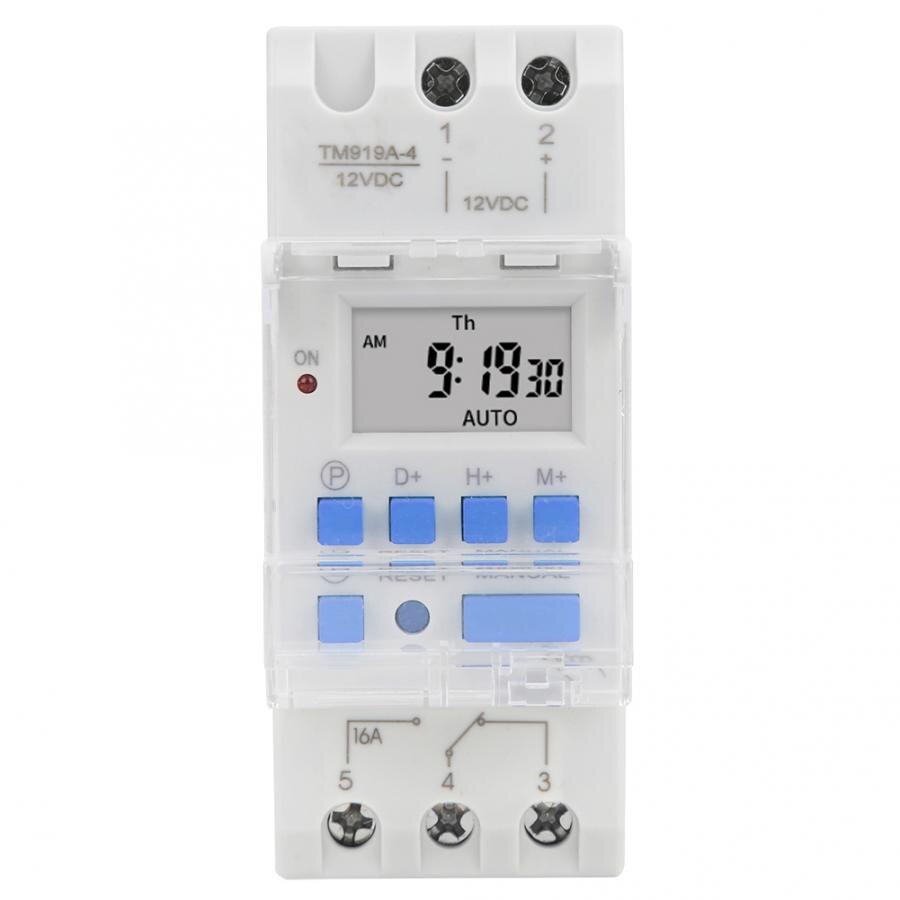 Timer bryter uke timer bryter 12v dc 16a lcd display med nedtellingsfunksjon avtakbart batteri cronometro digital