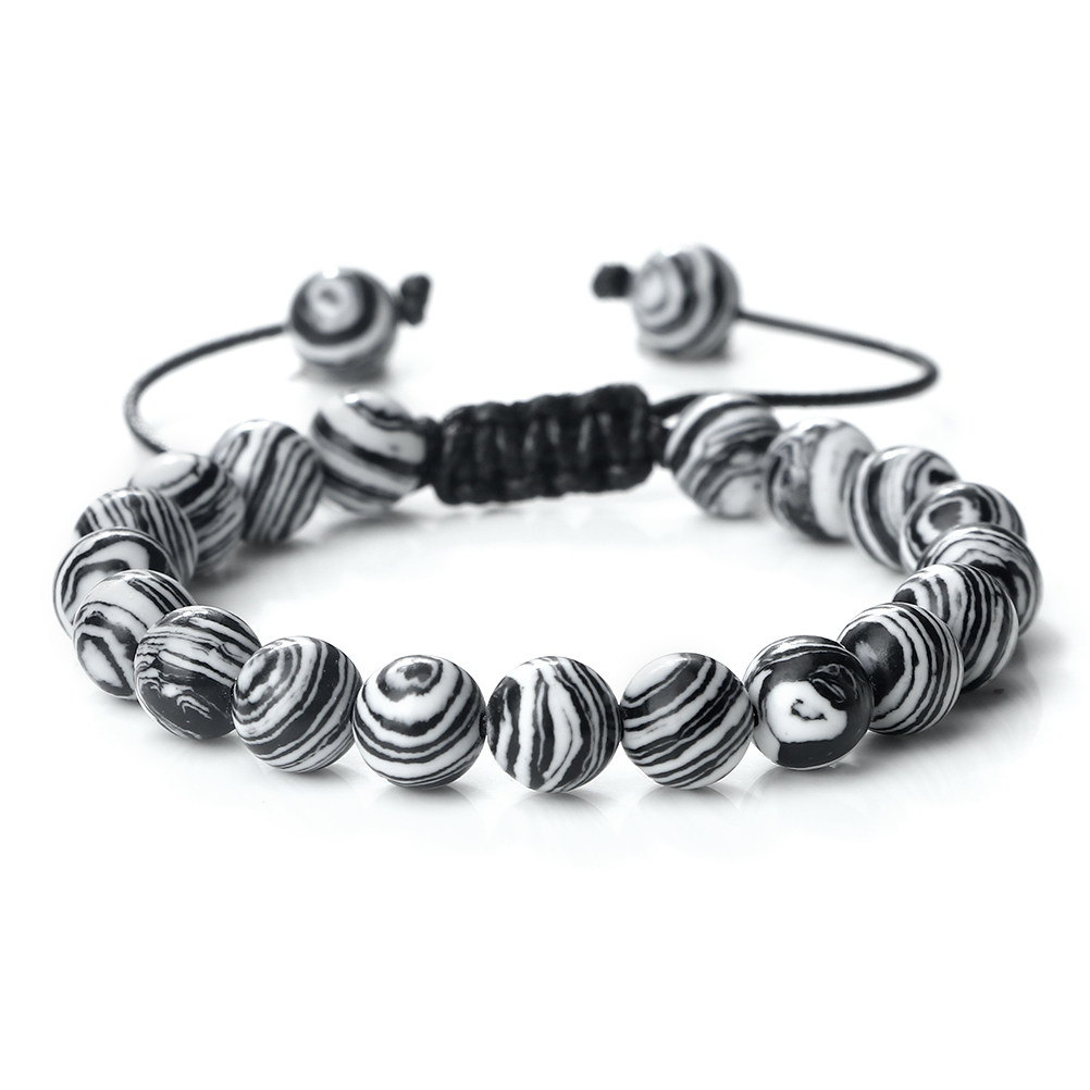 Colorful 8mm Malachite Braided Bracelet Women Men Adjustable Couple Bracelet&Bangles Friendship Pulsera Jewelry: Light Yellow Gold Color