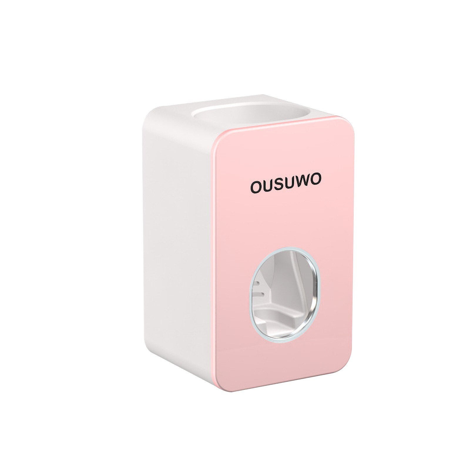 25# Automatic Toothpaste Dispenser Dust-proof Toothbrush Holder Wall Mount Stand Bathroom Accessories Set Toothpaste Squeezer: Pink 