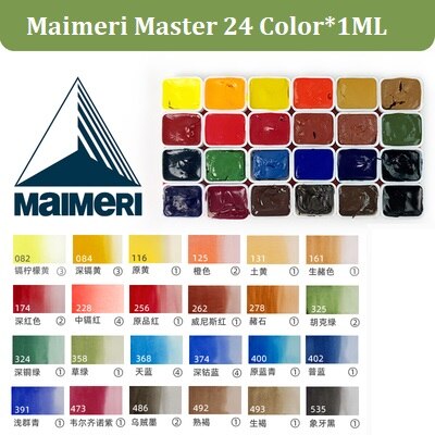 Handmade 24 Color 1ML Watercolor Set Artist Painting Watercolors Art Supplies Sample Trial Pack Metal Palette