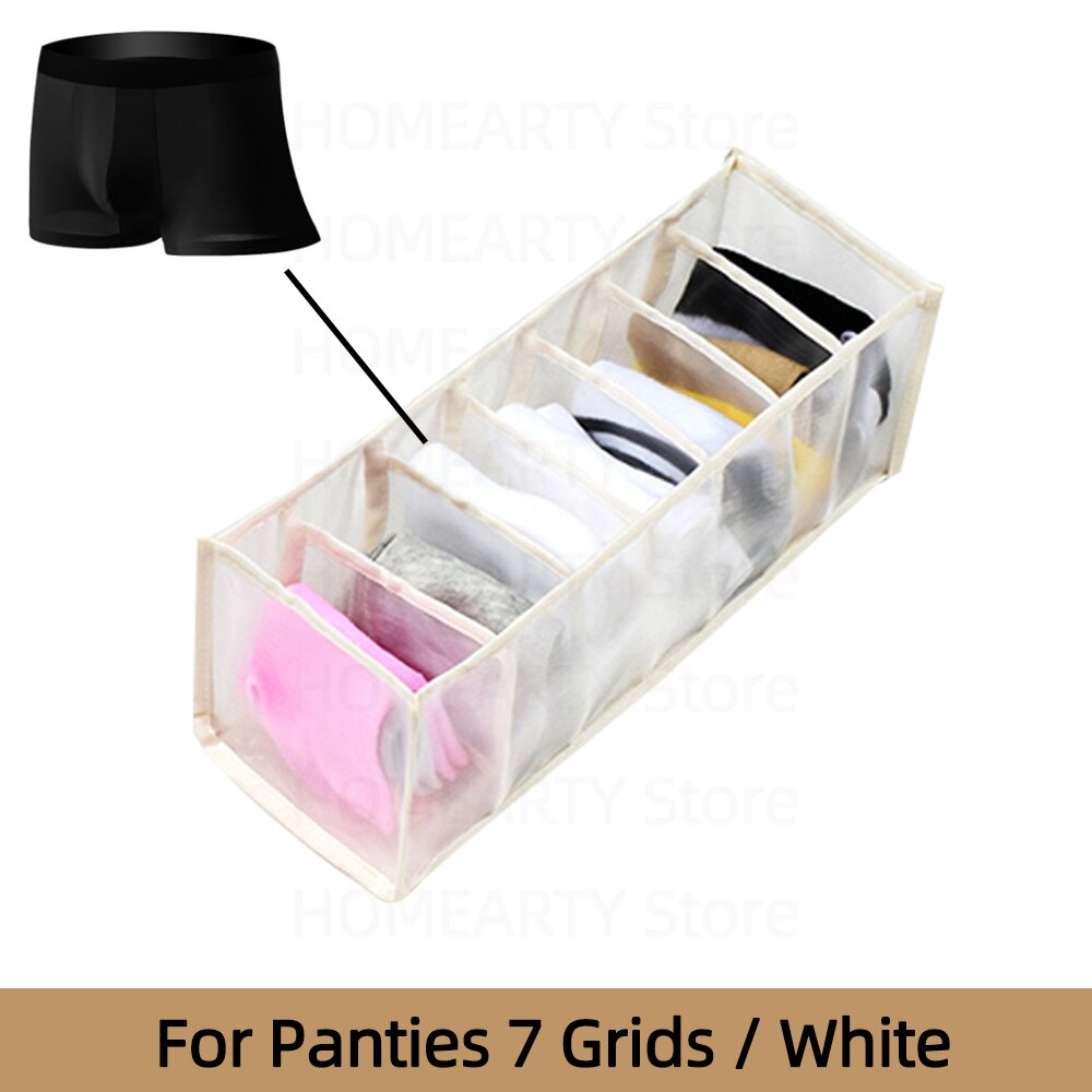 Organizador de armario para ropa interior, caja de almacenamiento para calcetines, bolsa de almacenamiento para armario, sujetador, pantalones, cajón divisor: Off-white-7 Grids