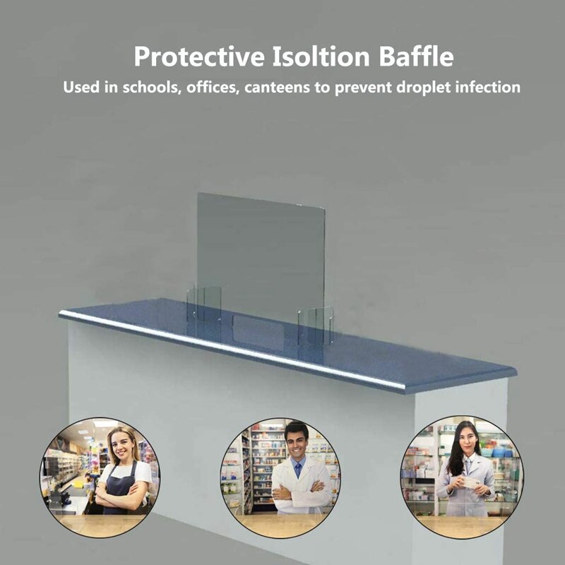 Protective Sneeze Guard, Clear Acrylic Plexiglass Shield for Counters, Food Screen, Transaction Window for Employers,