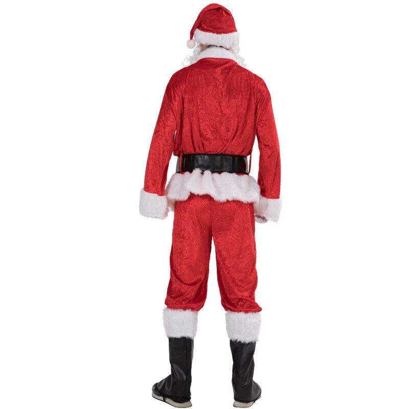 Christmas Men Santa Claus Costume Adult Cosplay Attire Velvet Dress Up Complete