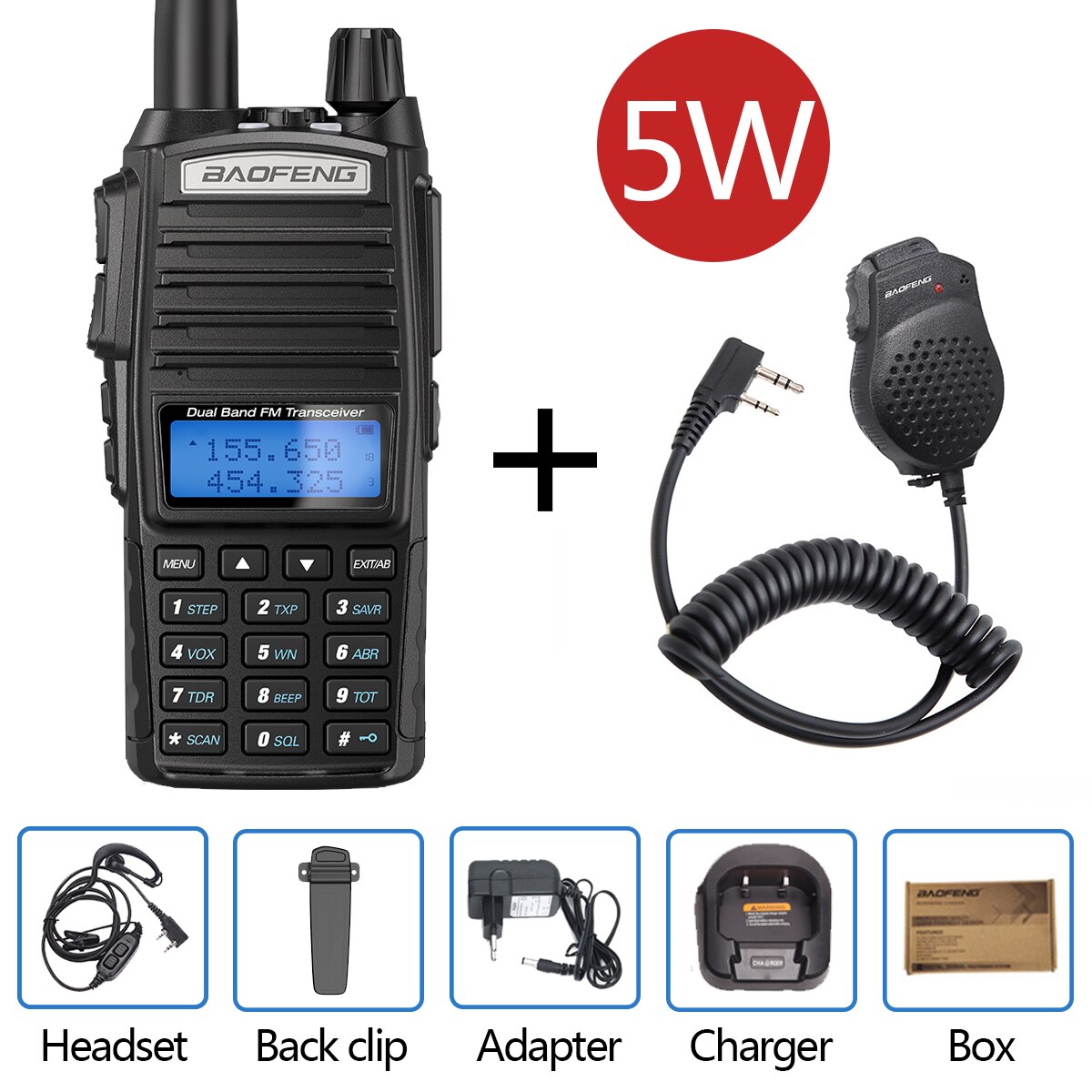 BaoFeng UV-82 walkie-talkie 5W VHF UHF Baofeng podwójny PPT UV 82 dwukierunkowe Radio 10 KM Baofeng UV82 Transceiveruv UV9R UV5R Ham Radio: add mic