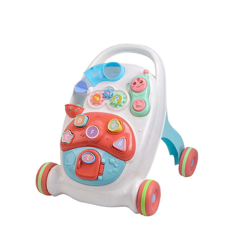 Baby walker legetøj 6-18 måneder første trin multifunktionelle trolley walker sidde til at stå musikalske rollator med justerbar skrue lille barn: Grundlæggende verifikation