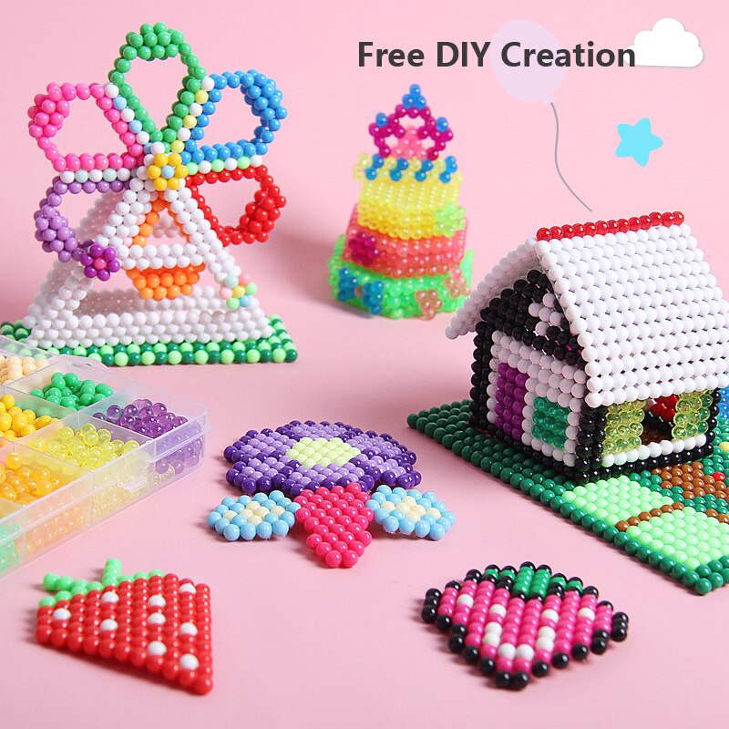 Kinder DIY Magie Wasser Klebrige Aqua Perlen Kit 5mm Sicher PVA Ball Perlen Handwerk Werkzeug Set Nicht Bügeln box für Kinder