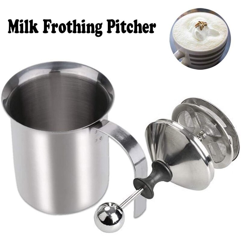 Manual Milk Frother Stainless Steel Cappuccino Milk Creamer Milk Foam Mesh Coffee Foamer Creamer Kitchen Tools
