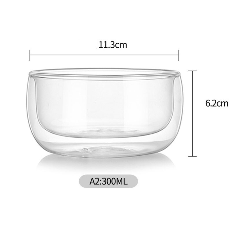 Multifunctionele Keuken Dubbele Wand Hittebestendige Kom Huishouden Transparante Fruit Slakom Clear Glas Servies Multi Size: 300ml