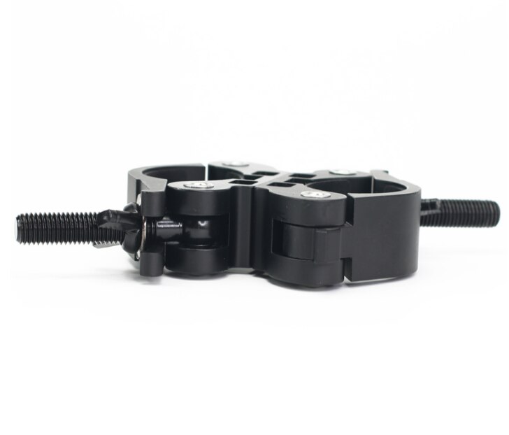 M11-077 large twin pipes clamps with rotating joint head tube openings 42-50 background crossbar tube clamps T18