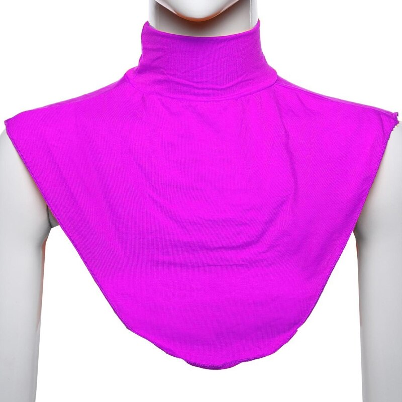 Women Turtleneck Dickey Muslim Modal Detachable Half Top Solid Color False Collar Islamic Hijab Extension Neck Cover: Rose Red