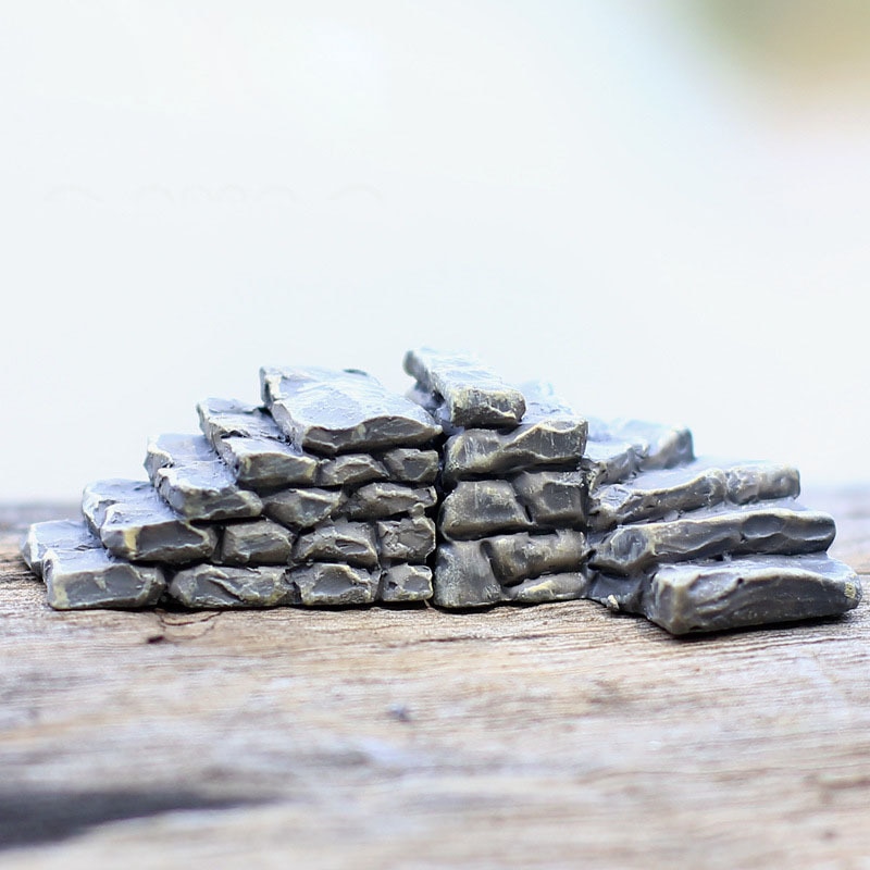 Escalera de camino de paso de piedra gris, accesorios de bricolaje para decoración de jardín, casa, Mini artesanía, micropaisajismo, 2 uds.