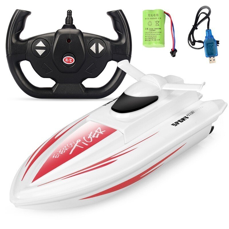 Bateau télécommandé à double moteur pour enfant, 2.4GHz, 4 ch: Rouge