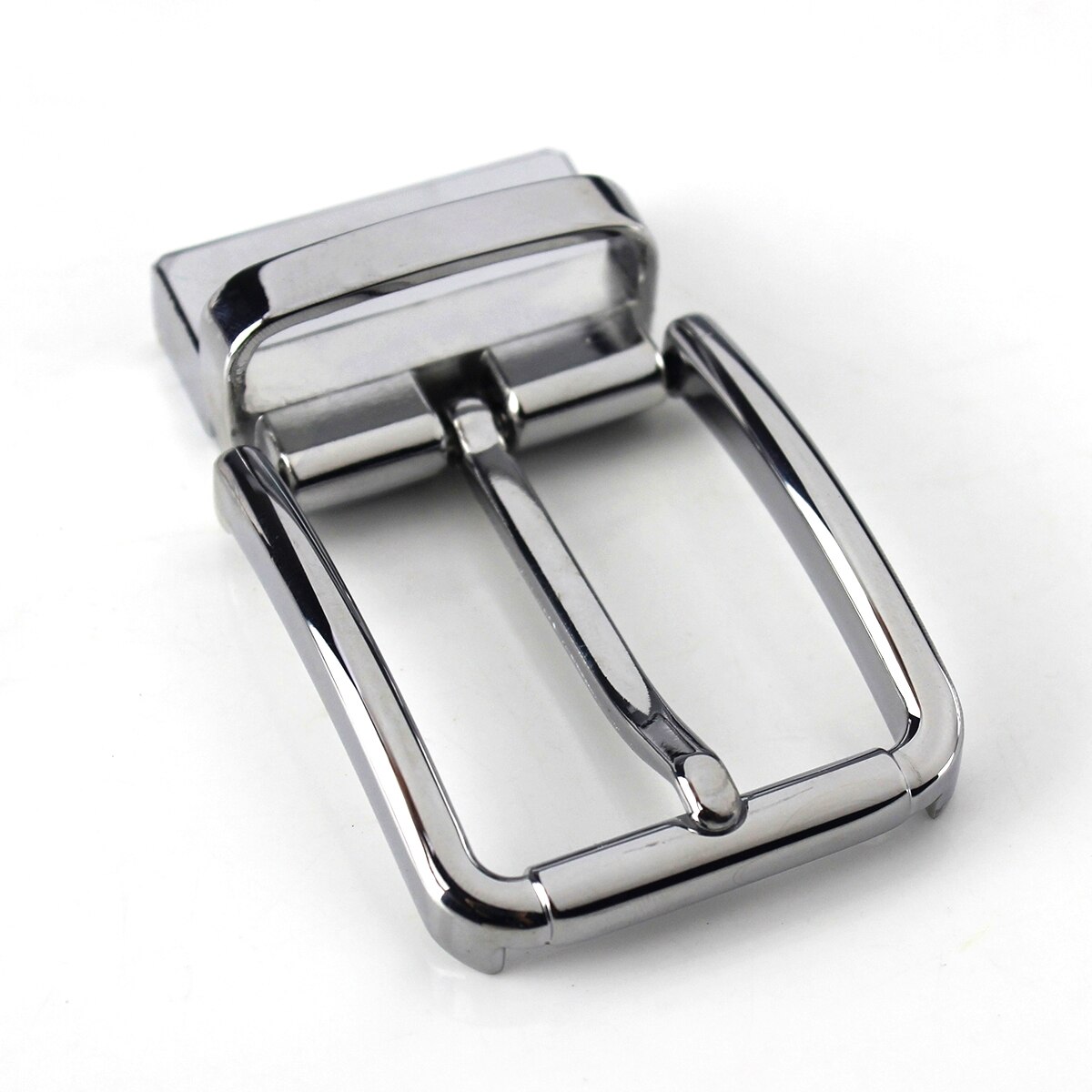 1pcs 35mm Metal Chrome Men Belt Buckle High Clip Buckle Rotatable Bottom Single Pin Half Buckle Leather Craft Belt