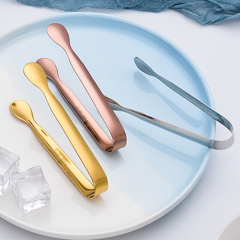 Stainless Steel Ice Tongs Gold Sugar Ice Cube Tongs Bread Food BBQ Clip Barbecue Clip Ice Clamp Tool Bar Kitchen Accessories